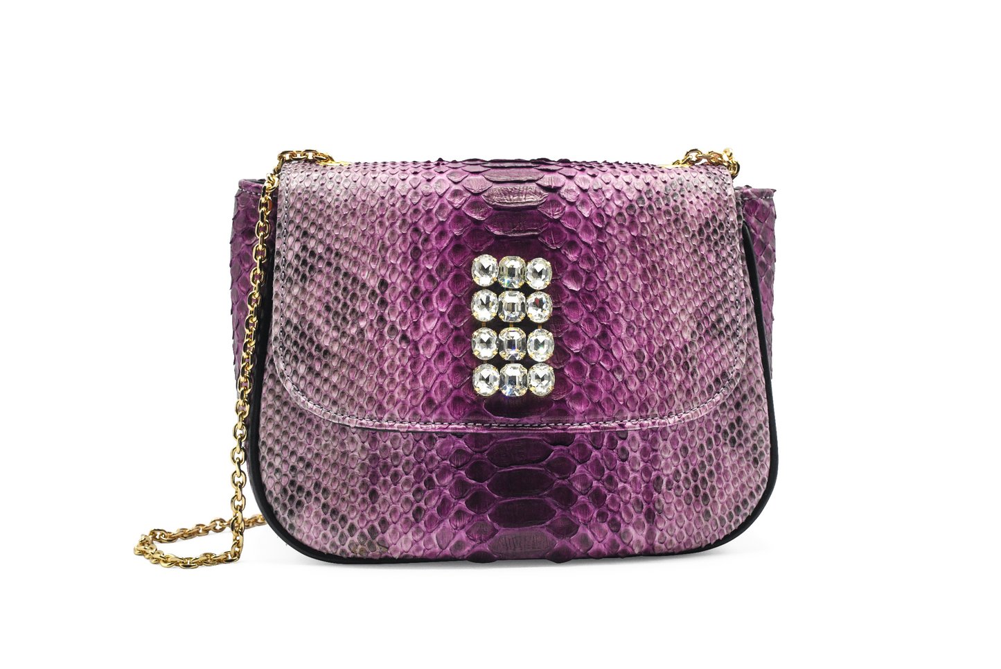 borsa piccola pitone cristalli pietre vera pelle