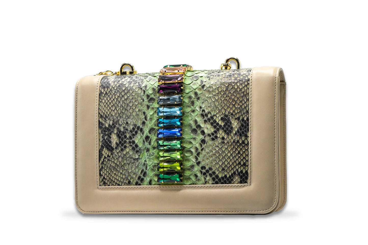 borsa in pitone gioiello swaroski lusso chanel