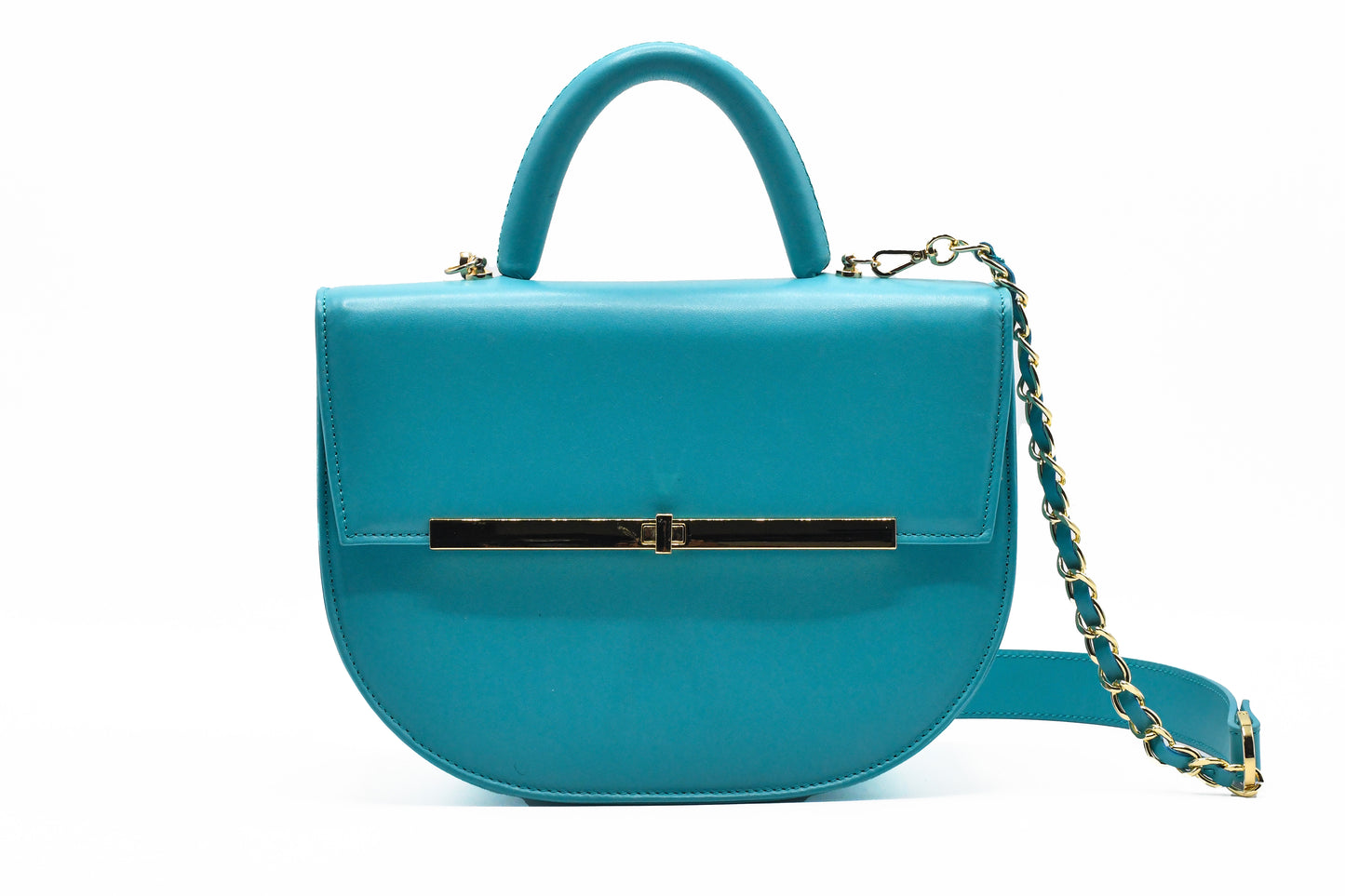 borsa in pelle elegante acqua marina beige nero