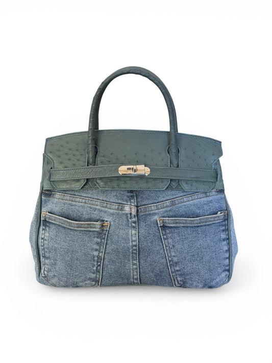 Borsa in pelle & denim